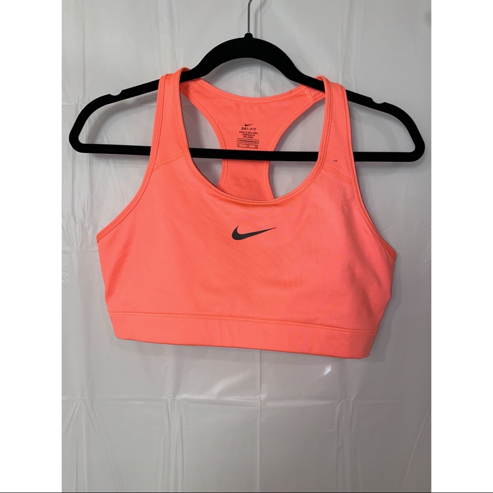 Nike Dri-Fit Orange Sports Bra With Black Swoosh